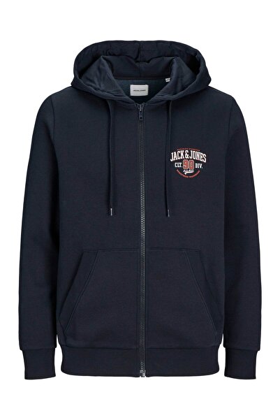 Jack & Jones Ανδρικό Μπουφάν JJLOGO Φούτερ με Φερμουάρ και Κουκούλα Δίχρωμο