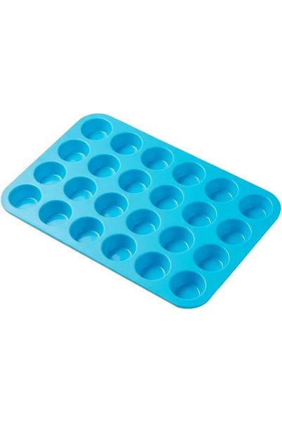 GENERAL 24 Blue Cup Mini Muffin Tray Silicone Moulds for Baking, Cupcake Tray...