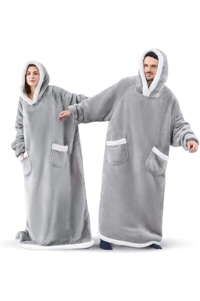 eahome هودي طويل للغاية على شكل بطانية مقاس 3XL للنساء والرجال، قطعة واحدة، د...