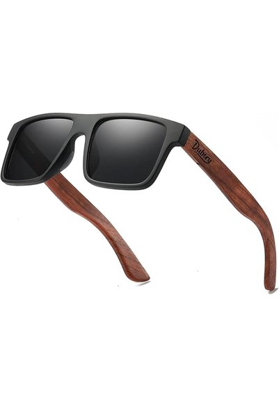 DUBERY Wood Frame Square Polarized Sunglasses for Men Women UV400 Protection ...