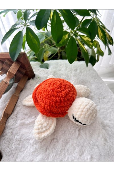 Genel Markalar El Yapımı Örgü Amigurumi Kadife Deniz Kaplumbağası Uyku Arkada...