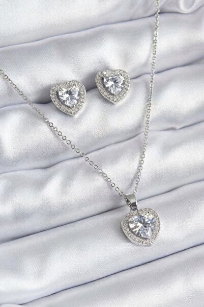 norsary 316L Steel Chain Silver Color Zircon Stone Heart Model Women's Neckla...