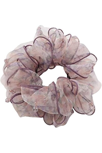 Generic 2pcs Large Hair Scrunchies, 4.7in Tulle Material Hair Ties with Pearl...