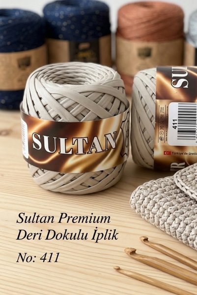 hobi dünyası evim 1 Adet Sultan Leather Deri Görünümlü Metalik Penye İp 120 G...
