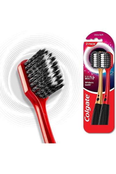 Colgate Palmolive فرشاة أسنان كولجيت فيزبل وايت O2 يدوية - قطعتان، فرشاة أسنا...