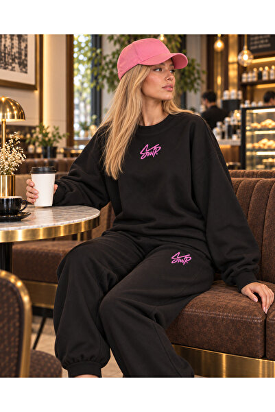 JAWÜ FASHION SWP Βαμβακερό Σετ Φόρμας Oversize με Στάμπα και Λουράκια