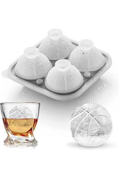 Generic Silicone Ice Cube Tray 4 Large 2 Inch Round Sphere Molds - Easy Relea...