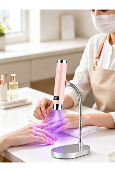 SNRQI G1 Sensörlü Mini Ai Uv Led Lamba Manyetik Standlı Manikür Tırnak Kurutucu Pembe 5w