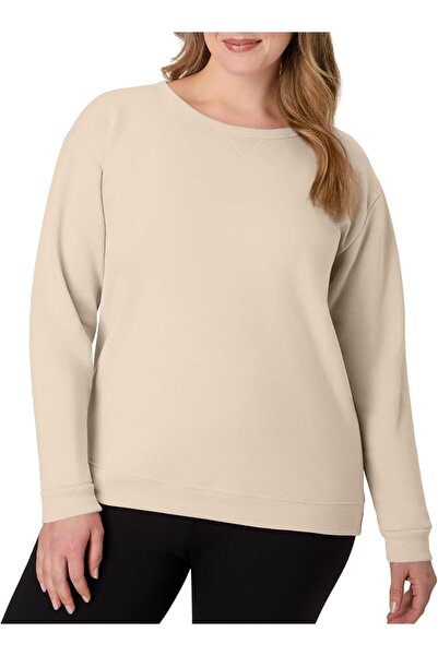 HANES Women's Ecosmart V-Notch Crewneck Sweatshirt, Fleece Pullover Sweatshir...