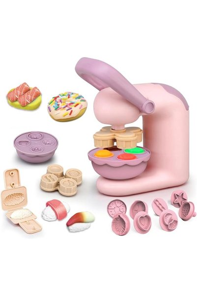 Soofam Playdough for Kids, 12 Color Dough Set with Hamburger Maker Machine