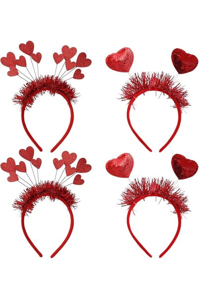 PRETYZOOM 4pcs Glitter Sequin Heart Headbands Soft Valentine S Day Hair Bands...