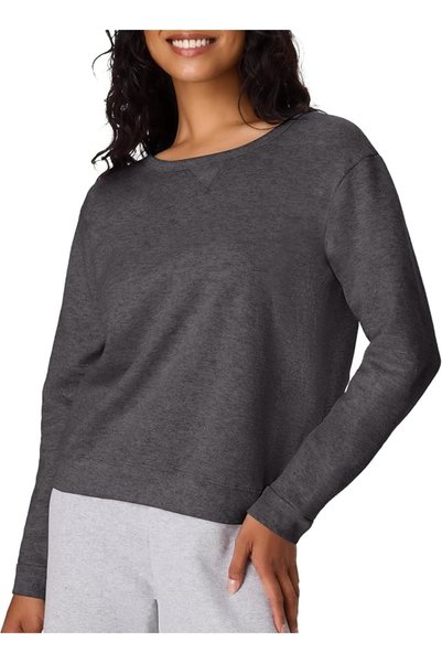 HANES Women's Ecosmart V-Notch Crewneck Sweatshirt, Fleece Pullover Sweatshir...