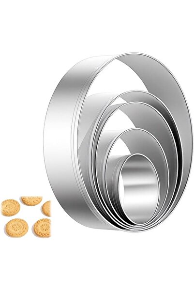Apausvcm 5 Pcs Round Cookie Cutter Set, Stainless Steel Geometric Edge Cookie...