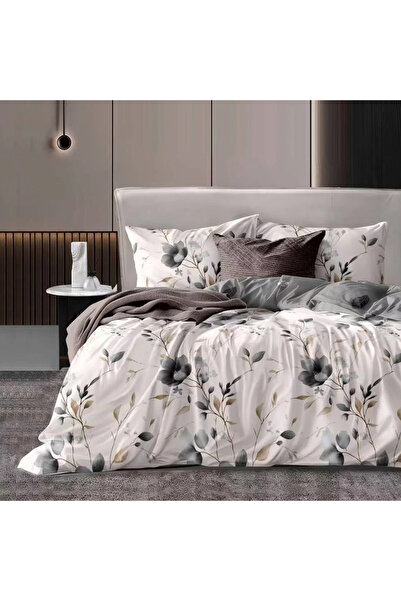 decorami Double bed linen with Stretchy, satin Cotton , Beige, popcorn