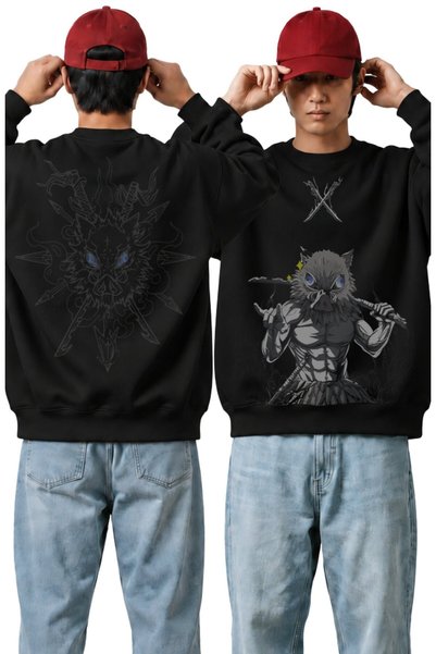 Fuddy Moda Hanorac unisex supradimensionat, fără glugă, cu imprimeu pe spate,...
