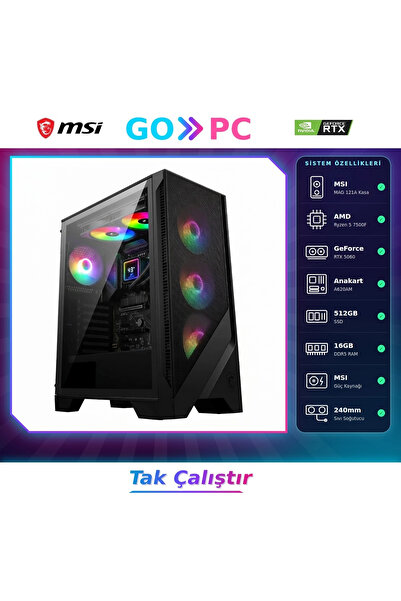 MEGALODON MSI Kasa RTX 5060 Oyuncu Bilgisayarı Ryzen 5 7500F 16GB RAM 512GB S...