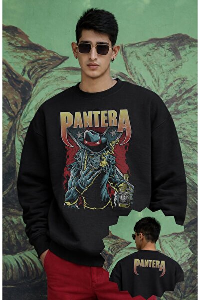 Fuddy Moda Unisex velika majica bez kapuljače sa printom Pantera Whiskey na v...