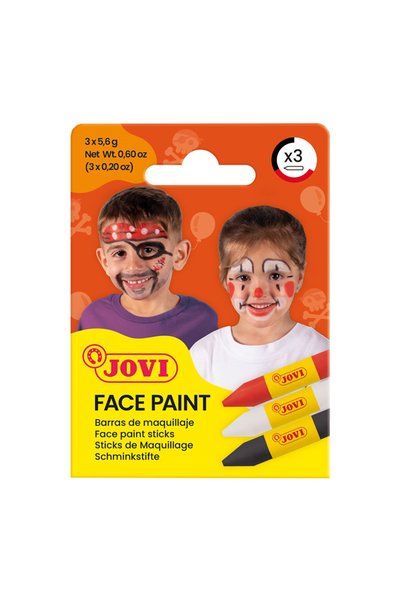 Jovi 175SC YÜZ BOYASI STİK KALEM 5,6GR KIRMIZI-BEYAZ-SİYAH- 3'LÜ