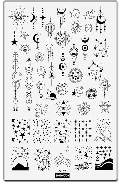 Mezerdoo 1Pcs Geometric Moon Star Nail Art Stamping Plates Marine Sea French ...
