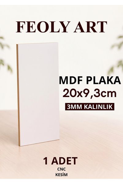 Feoly Art 20x9,3 cm Beyaz Lam MDF Plaka – 1 Adet – 3 mm ( MDF )