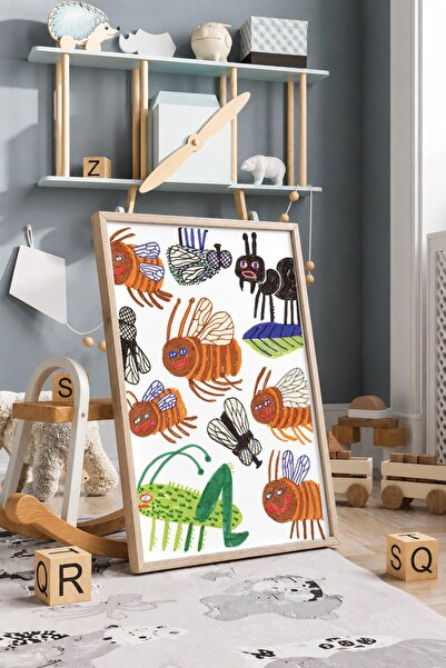 KEYFHOME Vızz Vızz Bees Tablou MDF cu rama Poster Decor de perete pentru came...