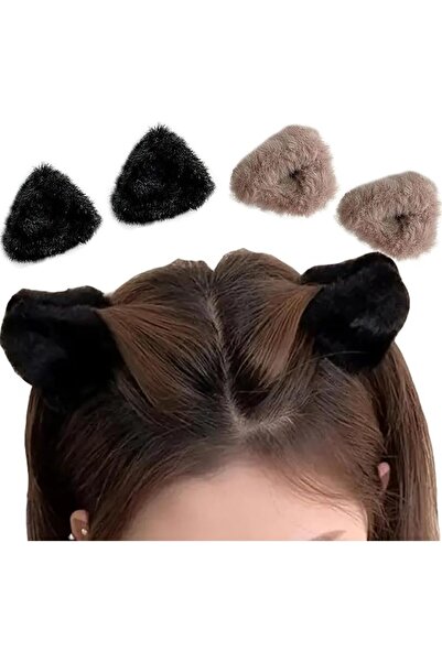 GENERAL 4-Pack Plush Cat Ear Claw Clips, Non-Slip Hair Clips