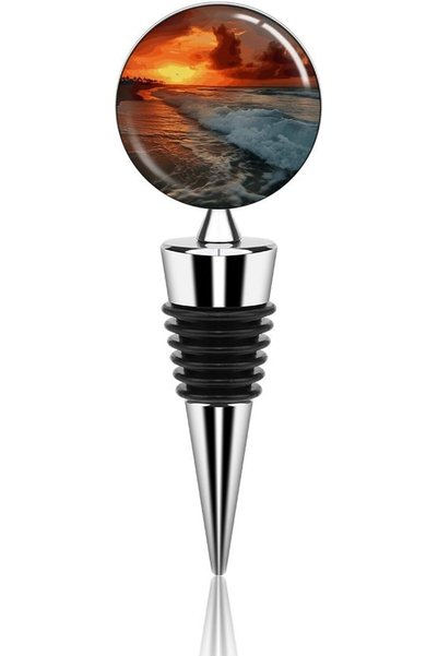GENERAL The Beach Sunset Wine Bottle Stoppers Stainless Steel Reusable Leak-P...