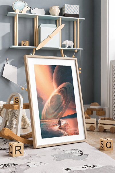 KEYFHOME Astronaut de explorare înrămat MDF pictură poster camera copiilor de...