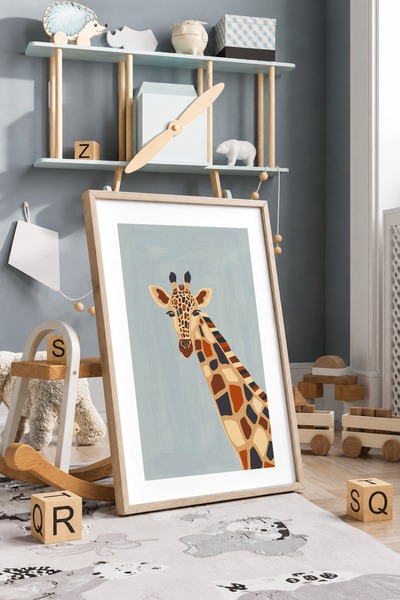 KEYFHOME Poster de pictură pe MDF cu girafa drăguță Gus, cadou decorativ de p...