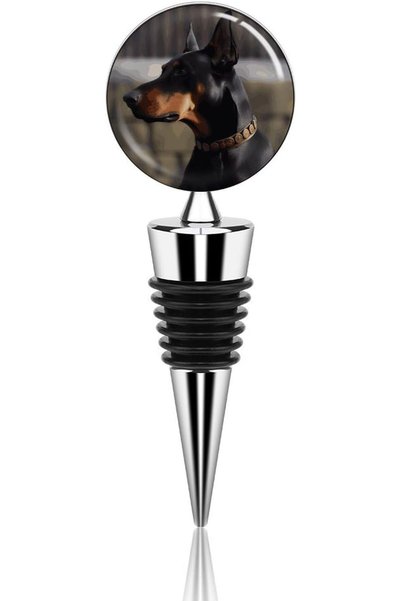 GENERAL Doberman Stainless Steel Wine Bottle Stoppers, Reusable Leak Proof Wi...