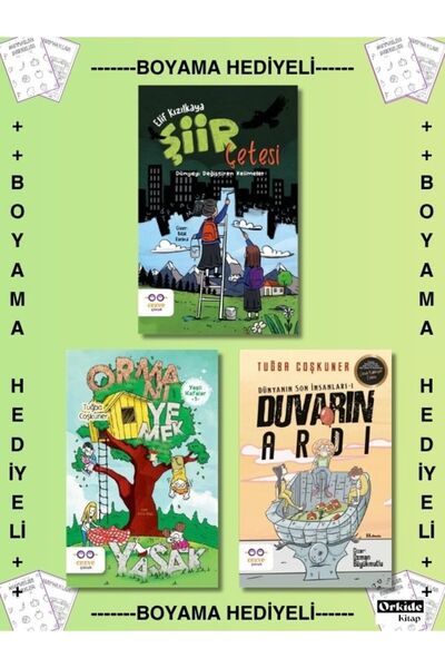 Cezve Kitap Boyamalı - Şiir Çetesi - Ormanı Yemek Yasak - Dünyanın Son İnsanları Duvarın Ardı , Tuğba Coşkuner , Elif Kızılkaya