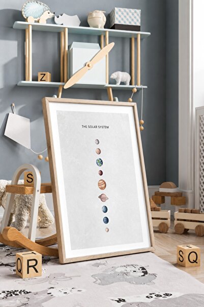 KEYFHOME Planetele sistemului solar înrămate MDF pictură poster camera copiil...