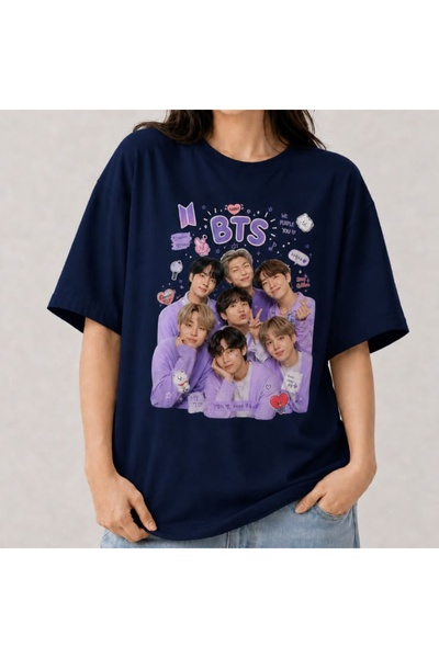 barsdepo Tricou cu imprimeu BTS 100% BUMBAC (CU CADOU STILOU)