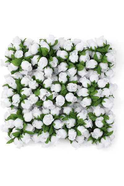 TERRIFI 144 Pcs Mini Roses Artificial Flower Heads, White Plastic Rose Buds w...