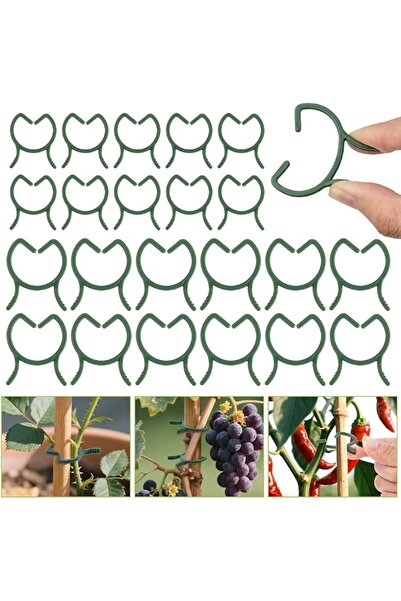 AUAUY 210 Pcs Plant Clips Green Garden Clips Plastic Plant Rings Plant Suppor...