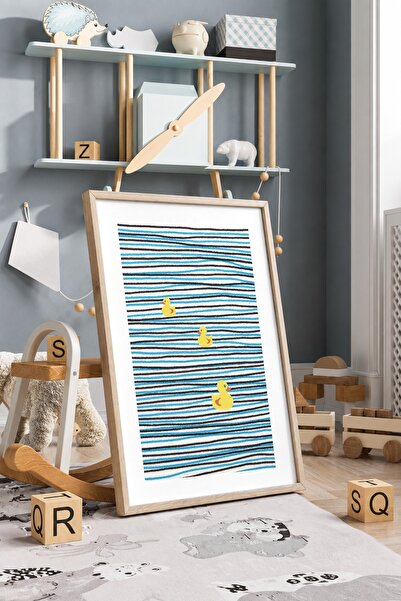 KEYFHOME Rațe ondulate înrămate MDF Tablou Poster Cadou pentru decor de peret...