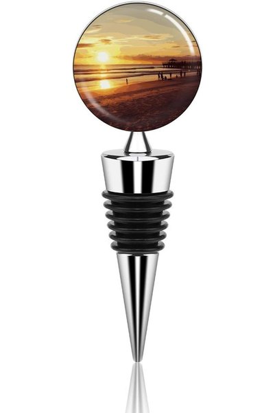 GENERAL Sunset and Beach Design Stainless Steel Wine Stoppers, Reusable Wine ...