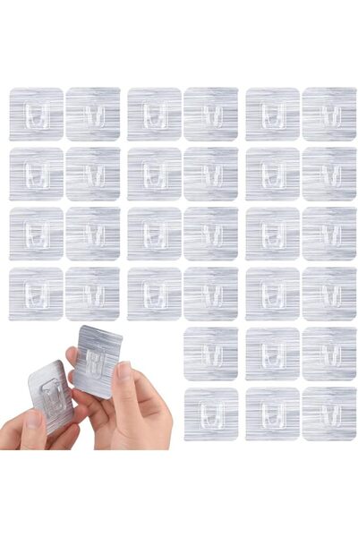 GENERAL 30 Pieces Double Side Adhesive Hooks, Wall Adhesive Hooks Wall Hooks ...