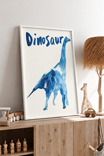 KEYFHOME Acuarelă Dinozaur înrămat MDF Tablou Poster Cameră Copii Decor de pe...