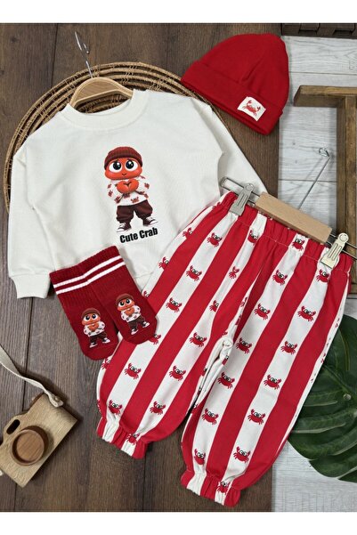 my petit panda Sevimli Yengeç Baskılı Oversize Sweatshirt Bol Kesim Pantolon ...