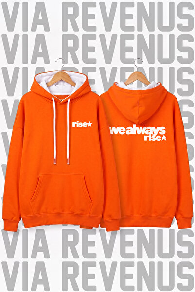 Vordevia We Always Rise Printed Unisex Wide Fit Hooded Hoodie Sweatshirt
