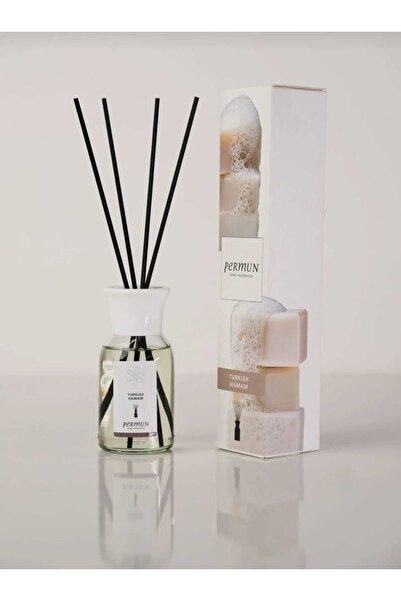 ADDA Difuzor cu betisoare Permun Turkish Hamam, odorizant de camera cu parfum oriental delicat, cu 4 betisoare din fibra, alb, 110ml