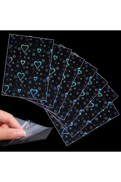 TERRIFI أغلفة حماية لبطاقات صور الكيبوب، 100 قطعة على شكل قلب بتأثير هولوغراف...