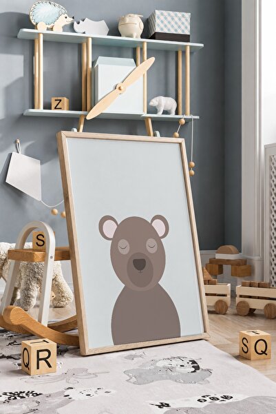 KEYFHOME Tablou MDF cu ursuleț de pluș înrămat, poster, decor de perete pentr...