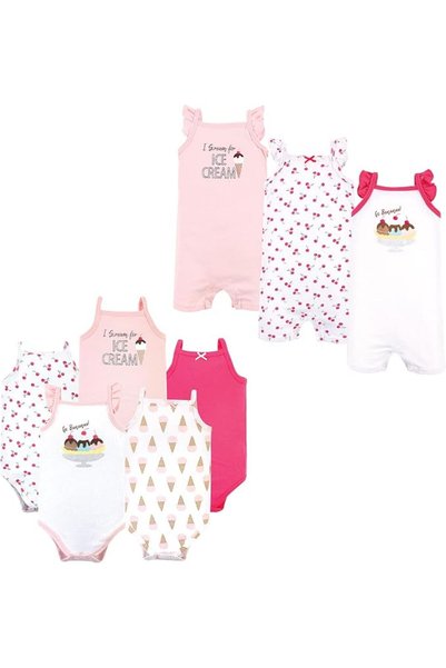Hudson Baby ملابس داخلية وبدلات قطنية للأطفال من الجنسين، مجموعة من 8 قطع