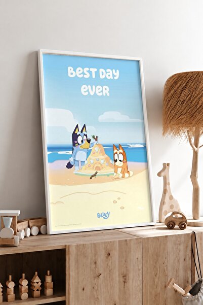 KEYFHOME Bluey Sand Castle Încadrat MDF Tablou Poster Cadou pentru decorarea ...