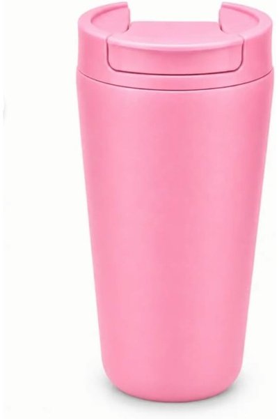 Generic كوب قهوة حراري سعة 350 مل من الفولاذ المقاوم للصدأ مع غطاء، لون وردي