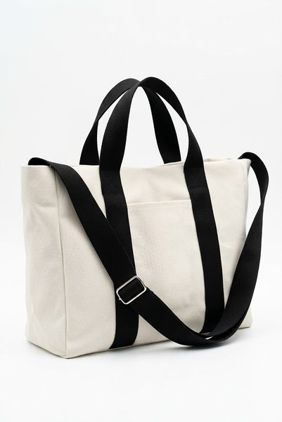 tuttobene HARMONY Mini Boy Tote Bag Kanvas Astarlı Cepli Çıtçıtlı Ayarlanabil...
