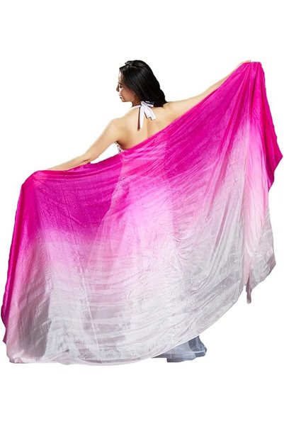 GENERAL Leemiman Women 2.5m Long Belly Dance Silk Veils Hand-made Dyed Veil