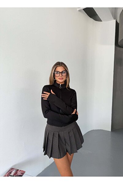 KECHİ WOMAN Υφασμάτινο φορητό παντελόνι με τσέπες και φερμουάρ, μαύρο
